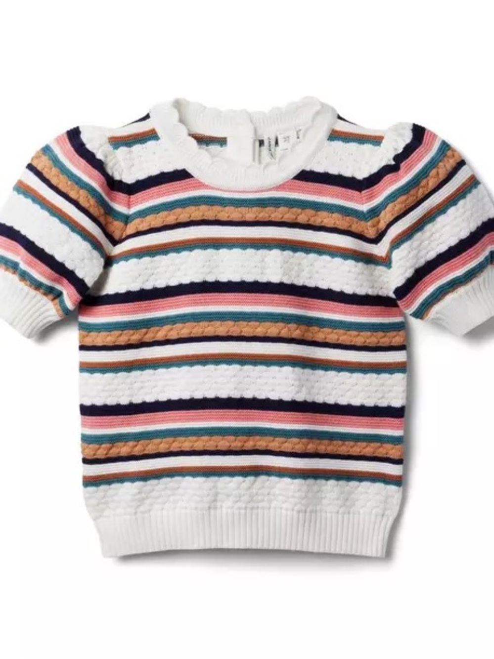 Janie and Jack Multi Striped Knit Short Sleeve Sweater - Size 12 - NWOT